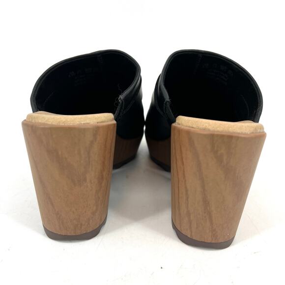 Dr Scholl's Women's 8.5 Faux Leather Vegan Block Heeled Wake Up Clogs Mules - Picture 5 of 8